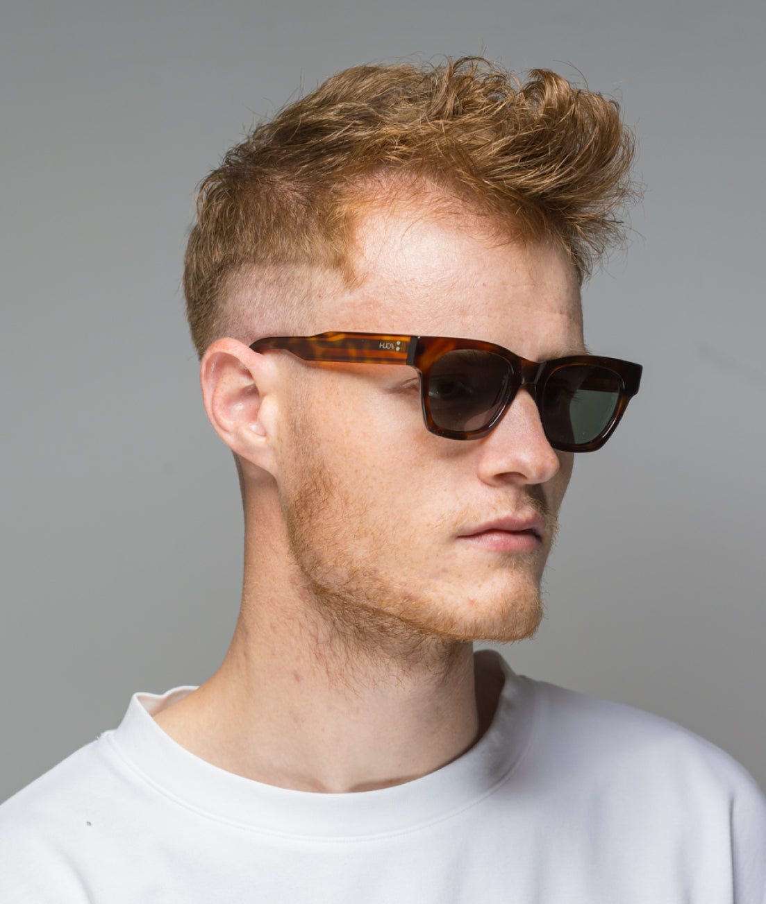 Gafas de sol cara pequeña hombre Havana light rectangulares - HUCA