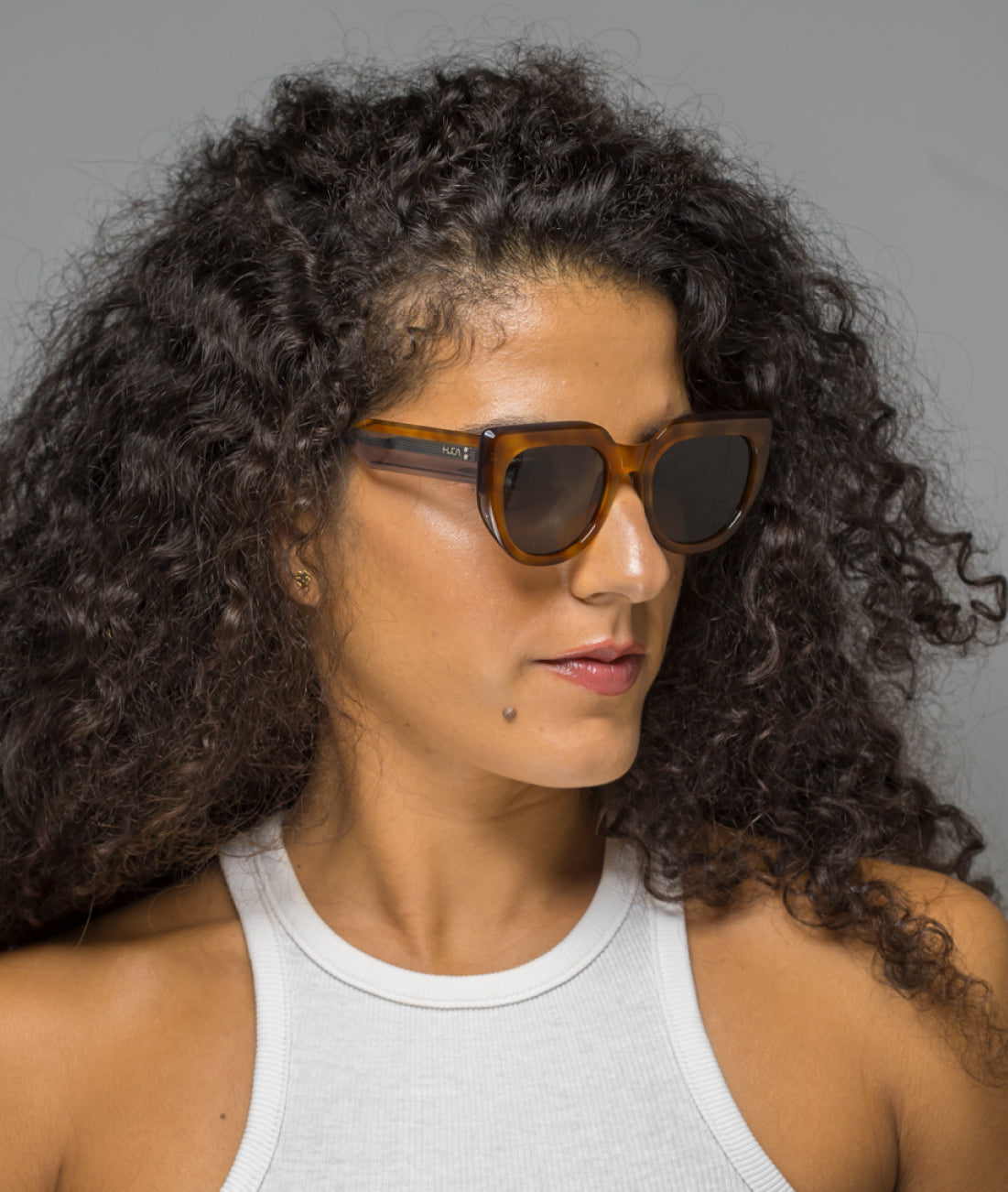 Gafas de sol mujer Havana + Negro transparente - HUCA caras pequeñas