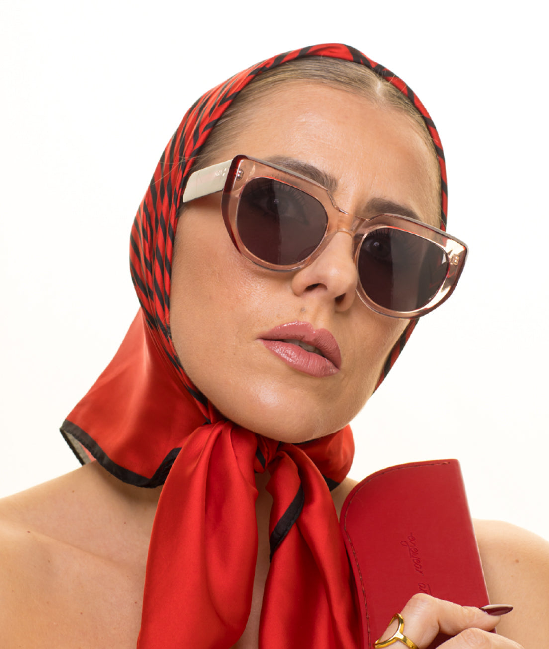 Gafas de sol mujer Rojo transparente - HUCA caras pequeñas
