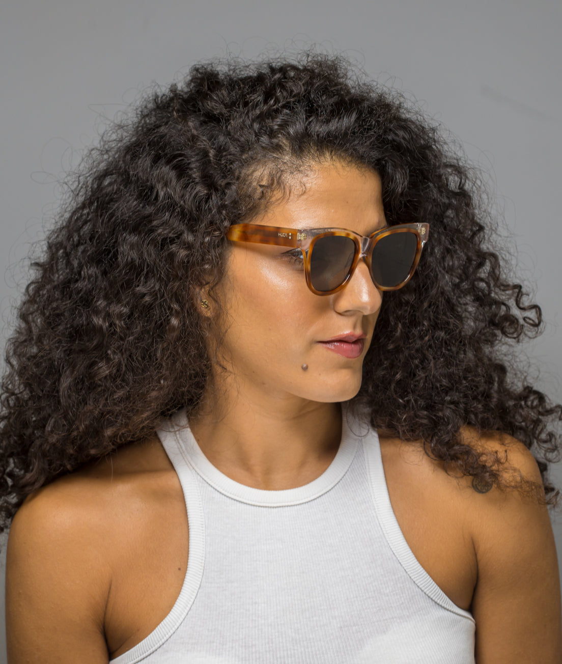 Gafas de sol cara pequeña mujer Havana + Transparente - HUCA