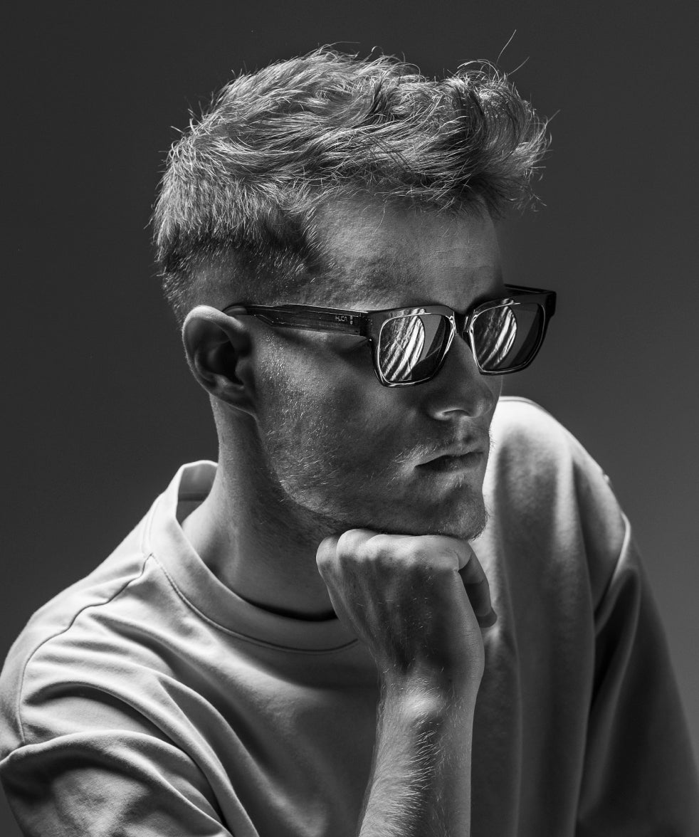 Gafas de sol cara pequeña hombre Negras rectangulares - HUCA