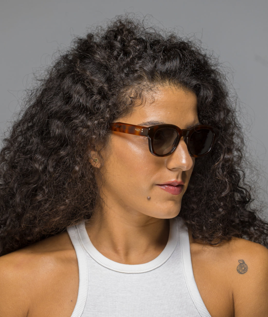 Gafas de sol cara pequeña mujer Havana redonda - HUCA