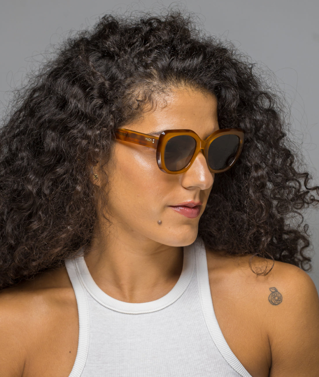 Gafas de sol mujer Amarillo + Havana - HUCA caras pequeñas