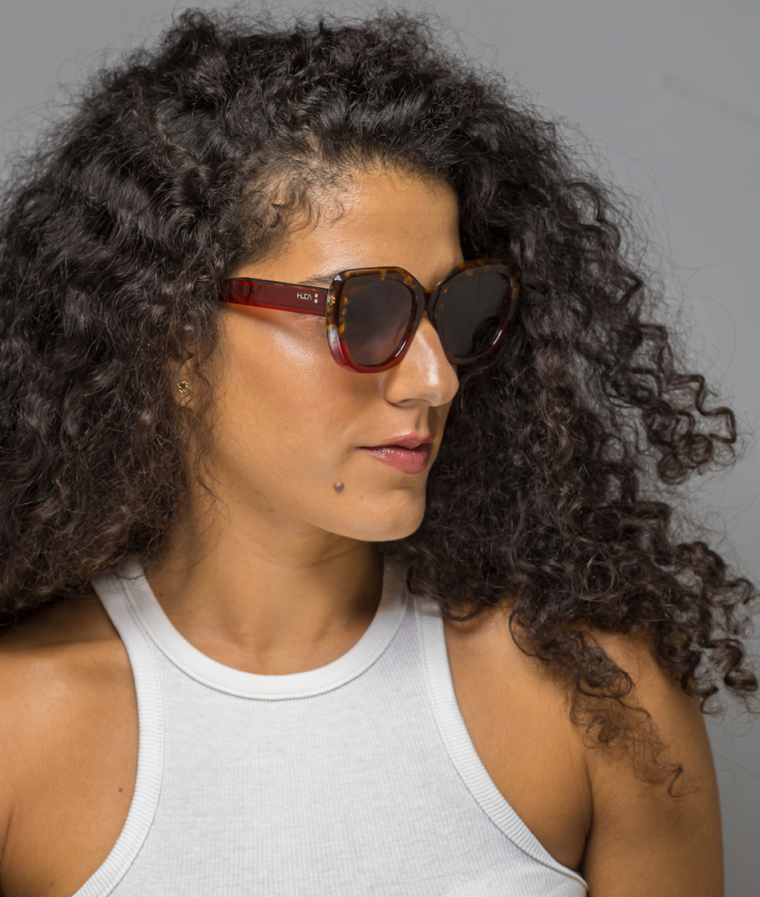 Gafas de sol mujer Havana + Rojoj - HUCA caras pequeñas