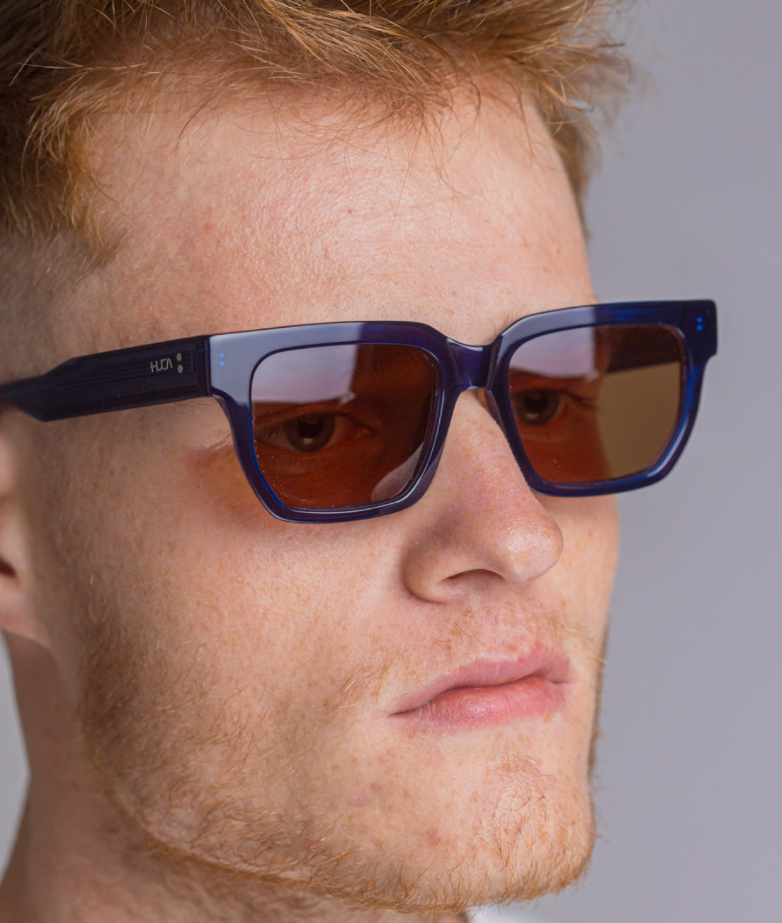 Gafas de sol cara pequeña hombre Azul transparentes rectangulares - HUCA